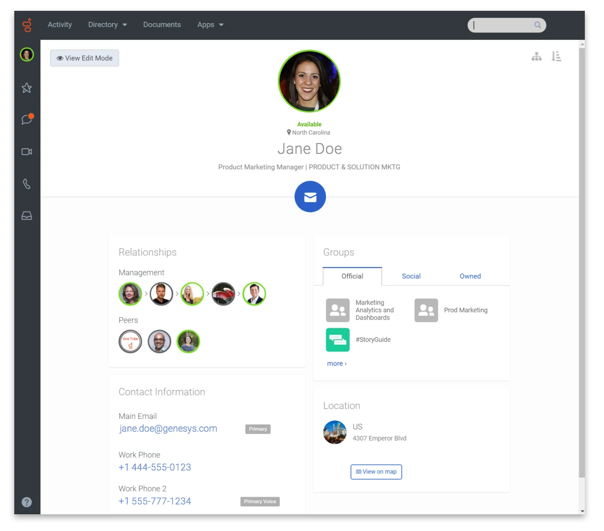 Agent profile view