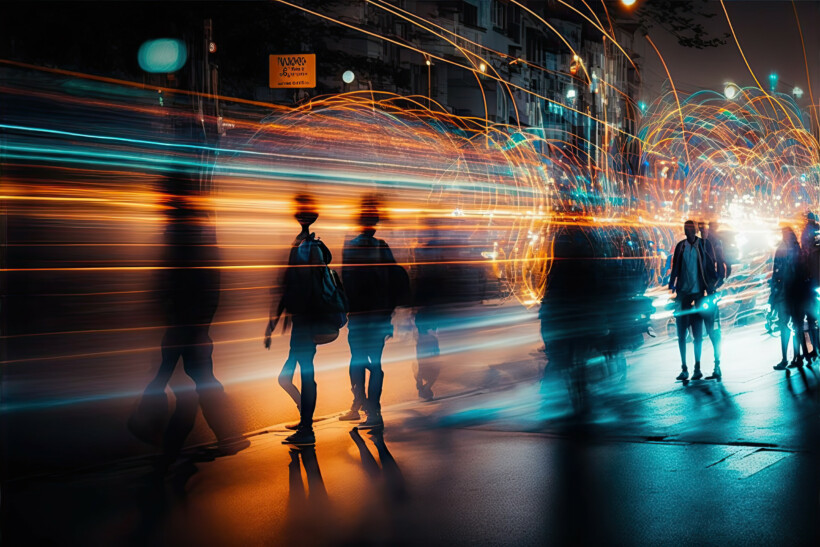Digital information represented as lines of light that interconn