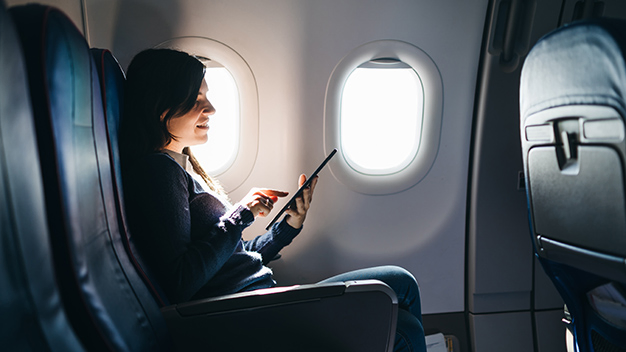 Using digital tablet on an airplane