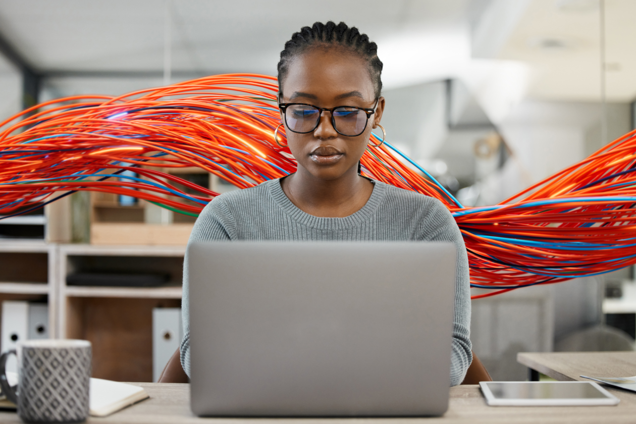 Knowledge worker at her computer
