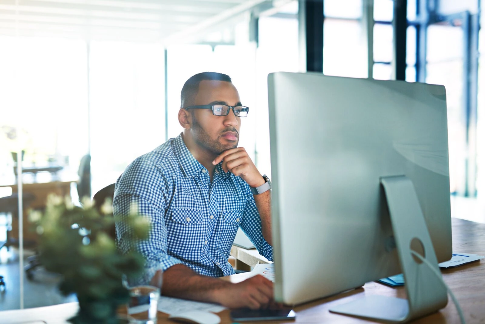 Man working at desktop computer