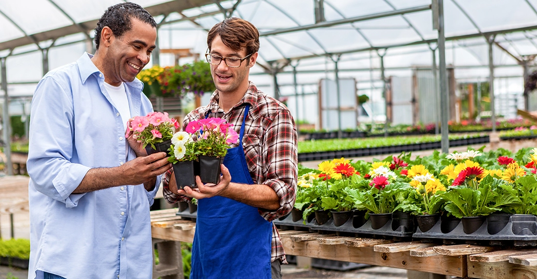 African american man shops at local plant nursery
